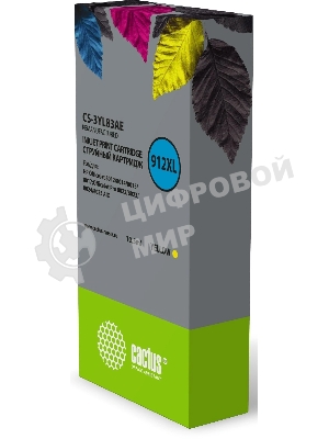 Картридж струйный Cactus CS-3YL83AE 912XL (есть ограничения по прошивке) желтый (10.5 мл) для HP OfficeJet 8012/8014/8015/8017;OfficeJet Pro 8022/8023/8024/8025 AIO