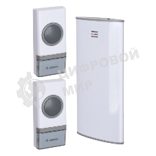 Звонок дверной беспроводной Космос 32 мелодии, 150м, белый, 2 кнопки