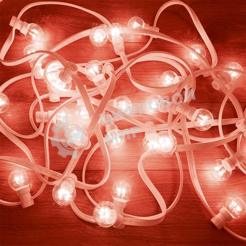 Гирлянда Neon-night LED Galaxy Bulb String 10м, белый каучук, 25 лампx6 LED красный, влагостойкая IP65