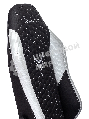 Кресло Knight Neon черный/серебряный, экокожа, 120 кг, механизм качания