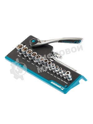 Набор торцевых головок GROSS, трещотка 120 зубьев, 36 предметов 14142