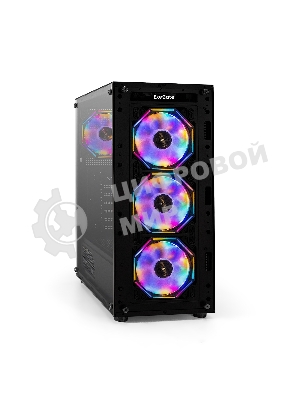 Компьютерный корпус Miditower ExeGate i3 BASE-EVO800 (ATX, БП EVO800RGb с вент. 12 см, с окном, 1хUSB+1хUSB 3.0, аудио, 4 вент. 12см с RGb подсветкой)