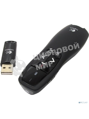Презентер беспроводной Logitech R400 черный, радиоканал, USB, кнопки - 5