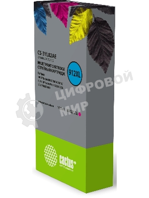 Картридж струйный Cactus 912XL CS-3YL82AE (есть ограничения по прошивке) пурпурный (10.5мл) для HP OfficeJet 8012/8014/8015/8017;OfficeJet Pro 8022/8023/8024/8025 AIO