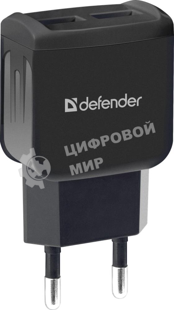 Сетевой адаптер Defender 2xUSB, 5V/2.1А, черный, пакет (EPA-13)