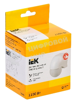 Детектор движения ДД 010 1100Вт угол. обз. 180град. IP44 бел. IEK LDD10-010-1100-001