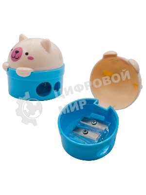 Точилка для карандашей ручная Silwerhof Cute Солнечная коллекция, 2 отверстия, пластик, ассорти, коробка