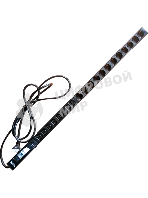 Вертикальный блок розеток, 4xC19 + 20xC13, 250V, 32A, A/V-метр, шнур 3 метра, вилка IEC309