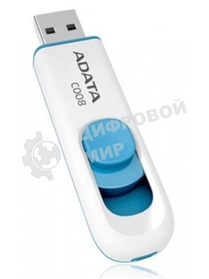 Флешка USB ADATA С008 (AC008-64G-RWE), 64Gb, USB 2.0, R/W 15/5, белый/синий