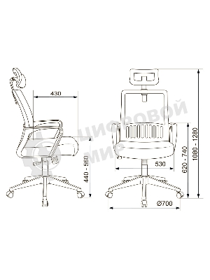 Кресло Бюрократ MC-201-H черный, сетка