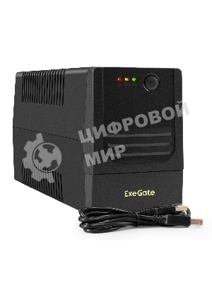 Источник бесперебойного питания ExeGate Power NB-850.LED.AVR.2SH.USB (850VA/510W, LED, AVR, 2*Schuko, USB, батарея 12V 9Ah, черный)