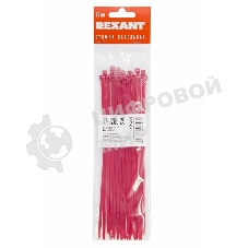 Хомут-стяжкa нeйлонoвая Rexant 200x3,6 мм, красная, упаковка 25 шт.