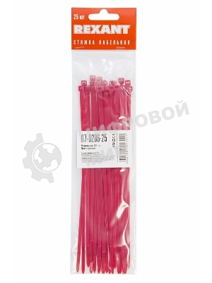 Хомут-стяжкa нeйлонoвая Rexant 200x3,6 мм, красная, упаковка 25 шт.