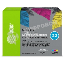 Картридж струйный Cactus CS-C9352 №22 трехцветный (11.4 мл) для HP DJ 3920/3940/D1360/D1460/D1470/D1560/D2330/D2360/D2430/D2460/F370/F375/F380/F2180/F2187/F2224/F2280/F2290/F4140/F4172/F4180/F4190