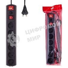 Сетевой фильтр Most LR 3 м, 6 розеток, черный, коробка