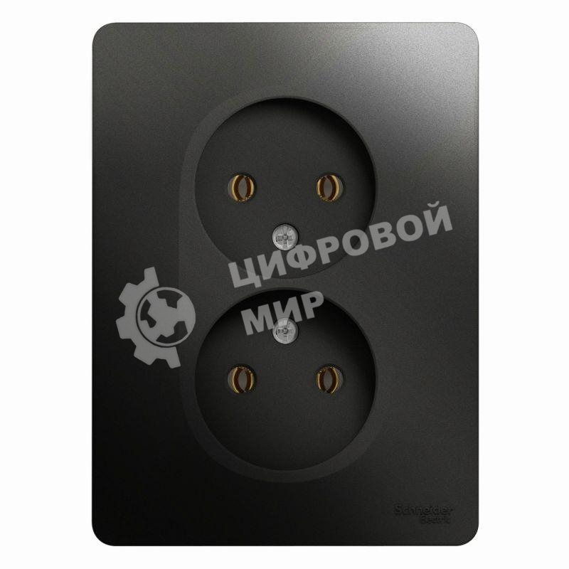 Розетка 2-м СП Glossa 16А IP20 без заземл. в сборе антрацит SchE GSL000720