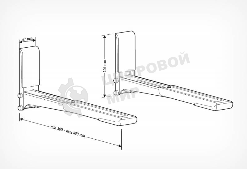 Кронштейн для СВЧ Holder MWS-2003 черный макс.40кг настенный фиксированный