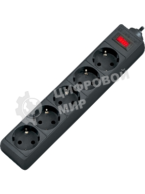 Сетевой фильтр Defender ES, 3.0 м, 5 розеток, черный
