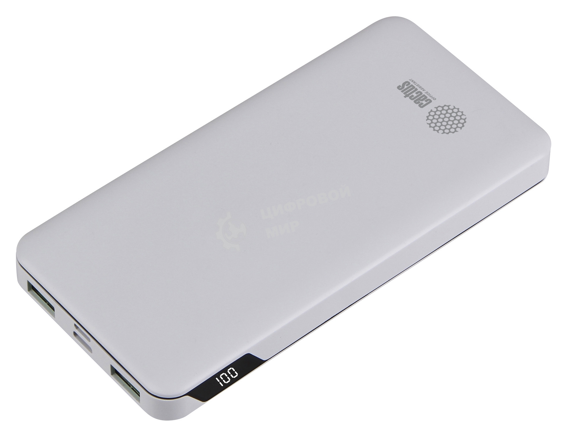 Портативный аккумулятор Cactus CS-PBFSKT-10000 10000mAh 2.1A 2xUSB белый