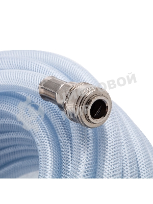 Шланг пневматический Stels 57025 пвх 10x16 мм, 18 бар, армированный прозрачный, быстросъемное соединение