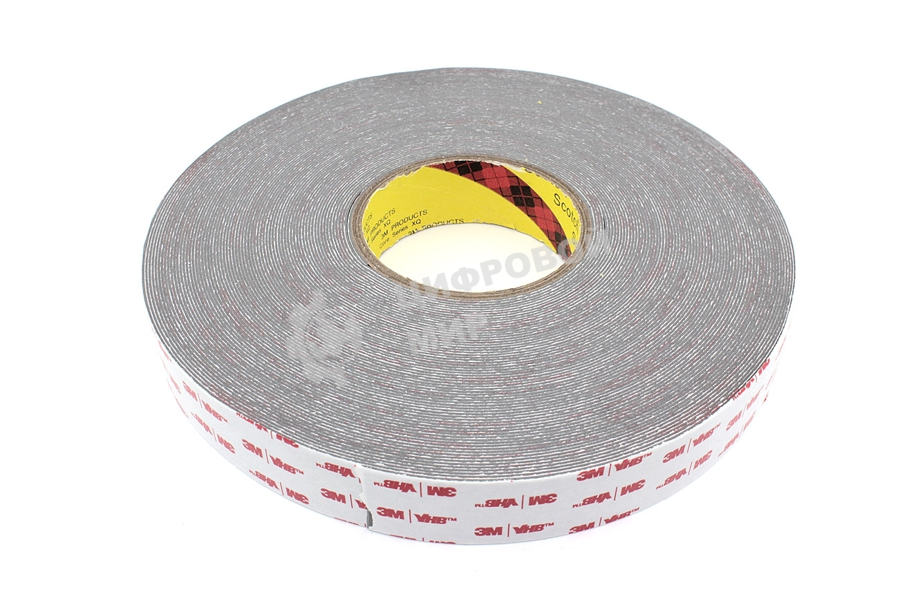 Скотч двусторонний вспененный 3M VHB 30 мм серый 50 м