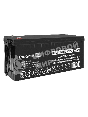 Аккумуляторная батарея ExeGate DTM 12200L (12V 200Ah, болт М8)