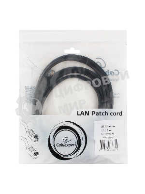 Патч-корд UTP Cablexpert cat.5e, 2м, литой, многожильный, черный