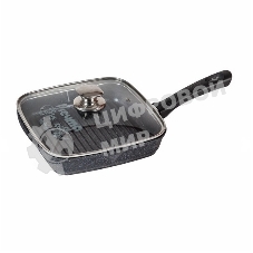 Сковорода - гриль квадр. 26 см, несъемн. ручка и стекл. крышка 