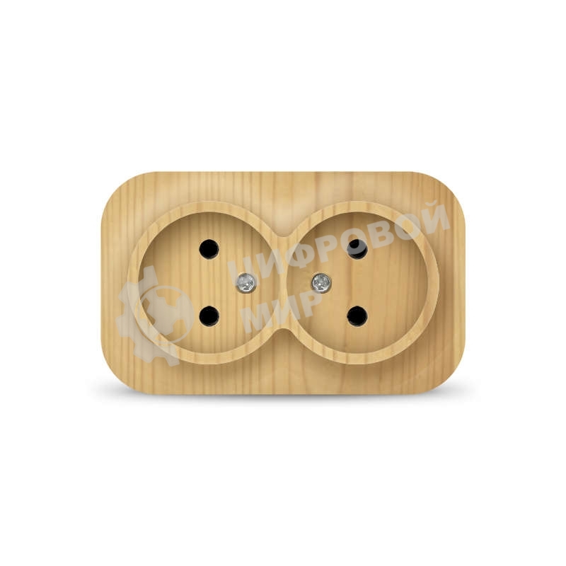 Розетка 2-м ОП 10А IP20 без заземл. сосна IONICH 1438