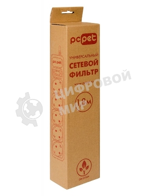 Сетевой фильтр PC Pet AP01006-1.8-GR 1.8 м, 5 розеток, серый