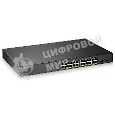 Коммутатор Smart L2 PoE+ Zyxel GS1900-24HPv2, rack 19