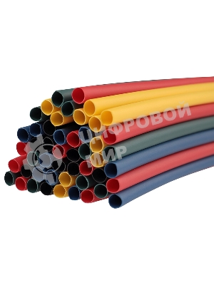 Термоусаживаемые трубки Rexant 4,0/2,0 мм, набор пять цветов, упаковка 50 шт. по 1 м