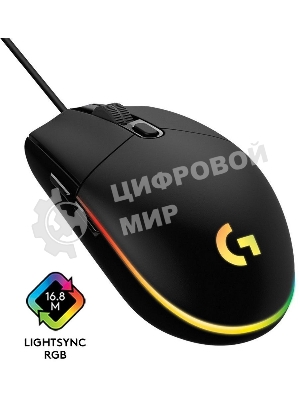 Мышь проводная Logitech G102 LIGHTSYNC черный, 8000 dpi, USB, кнопки - 6
