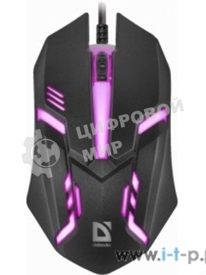 Мышь проводная Defender Cyber MB-560L черный, 1200 dpi, USB, кнопки - 3
