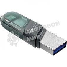 Флешка USB Sandisk IX90N iXpand Flip (SDIX90N-064G-GN6NN), 64Gb, USB 3.1/Lightning, R/W 150/70, зеленый/серебристый