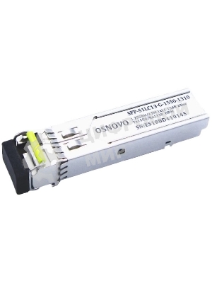 Оптический SFP Модуль OSNOVO GE, одно волокно SM, до 1,25 Гбит/c, LC, до 20км, Tx:1550/Rx:1310, DDM