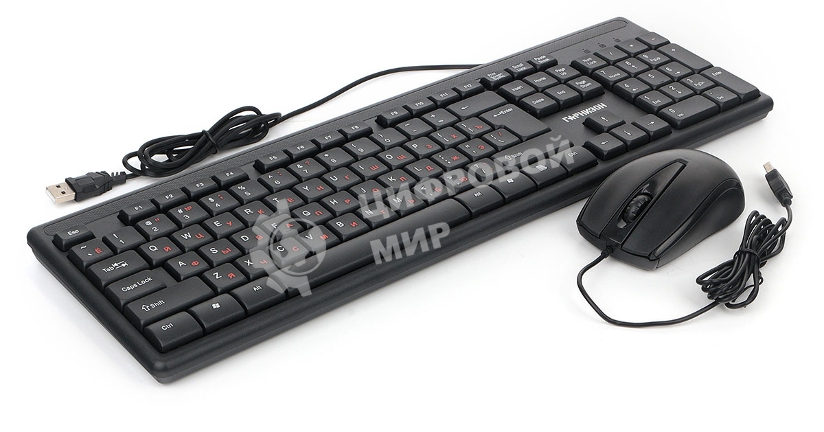 Комплект клавиатура + мышь пров. Гарнизон GKS-126, черный, 104 кл, 3кн, 1000 DPI, кабель 1.5м