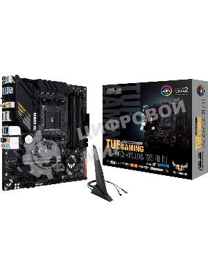 Материнская плата ASUS TUF GAMING B550M-PLUS WI-FI II, AM4, AMD B550, 4xDDR4, 4xSATA, 2xM.2, 1xPCIe 4.0 x16, 1xPCIe 3.0 x4, 1xPCIe x1, 1xDP, 1xHDMI, 1x 2.5Gb LAN, 1xUSB-C 3.2 Gen 2, 4xUSB-A 3.2 Gen 1, 2xUSB-A 2.0, 5x3.5 мм, TOSLINK, 7.1, mATX