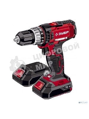 Дрель-шуруповерт Зубр ДШУ-185-22, 18 В, 2 Ач, 40 Нм, щеточный, ударный