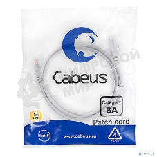 Шнур коммутационный Cabeus, cat.6a, неэкр., U/UTP, RJ45/RJ45, LSZH, AWG24, 1м, серый