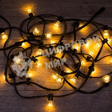 Гирлянда Neon-night LED Galaxy Bulb String 10м, черный каучук, 30 лампx6 LED теплый белый, влагостойкая IP65