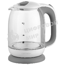 Чайник Energy E-281 1.7 л, стекло, бело-серый (005210)
