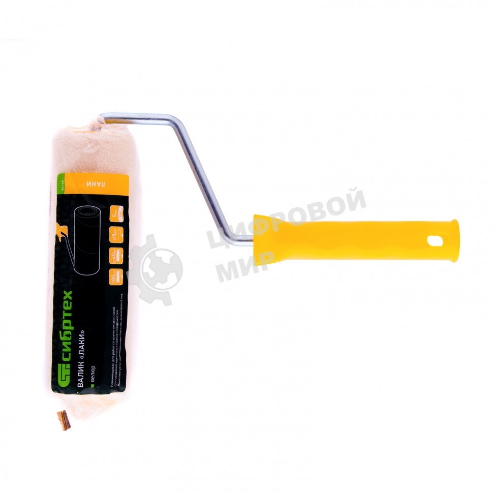 Валик Сибртех Лаки, 180 мм, ворс 5 мм, D 48 мм, D ручки 8 мм, велюр