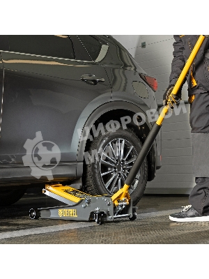 Домкрат гидравлический подкатной Denzel 3 т, 85-610 мм, быстрый подъем, низ. подхват, проф, SUV