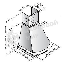 Вытяжка каминная Elikor Ротонда 60П-650-П3Л бежевый/дуб, 60 см, 650 куб. м/ч, 60 дБ