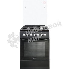 Плита Комбинированная De Luxe 606040.00гэ-003(кр) ЧР черный (стеклянная крышка) реш.чугун