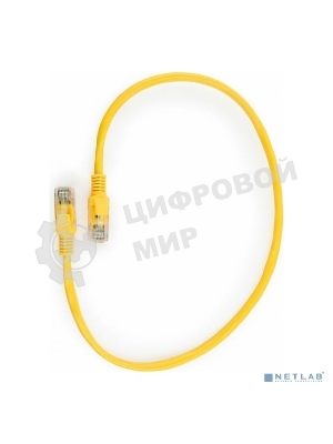 Патч-корд UTP Cablexpert cat.5e, 0.5м, литой, многожильный, желтый