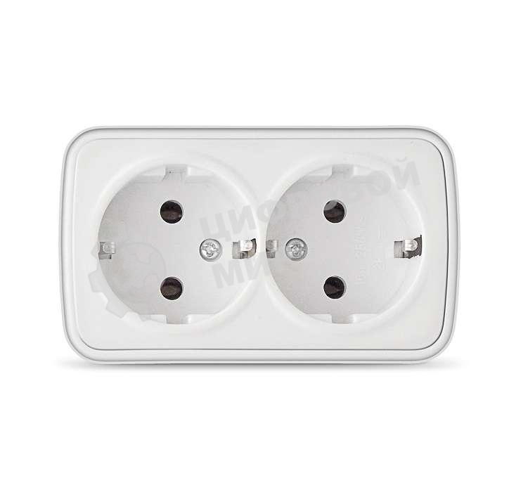 Розетка 2-м ОП Электра с заземл.белый Союз 0020