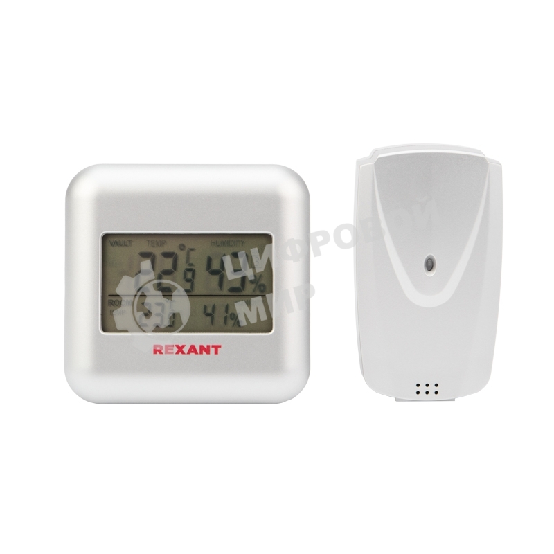 Термометр электронный Rexant S3341BF с часами и беспроводным выносным датчиком