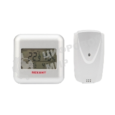 Термометр электронный Rexant S3341BF с часами и беспроводным выносным датчиком